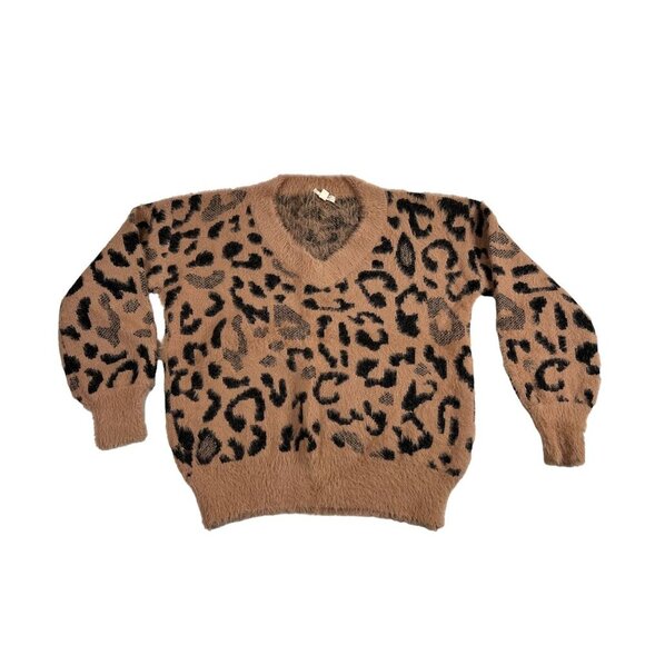 Womens Mystree Fuzzy Animal Cheetah Print Pullover Sweater Cozy Soft‎ Size Small - Picture 13 of 16